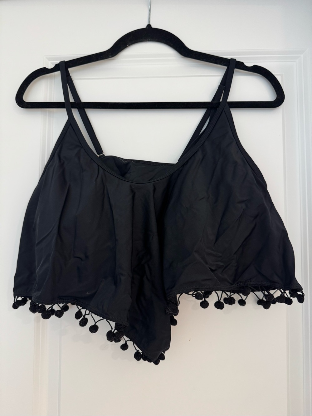 Black Pom-Pom Swim Top